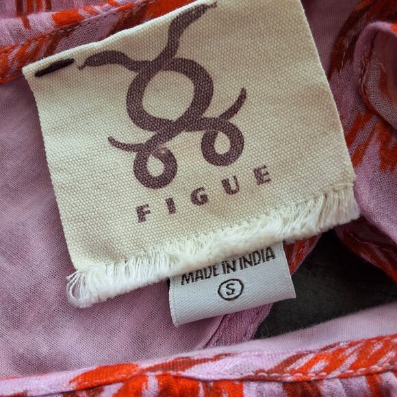 Figue Tahlia Ikat Pink Flutter Sleeve Hi-Low Hem Dress  Womens S Vibrant - Picture 9 of 11